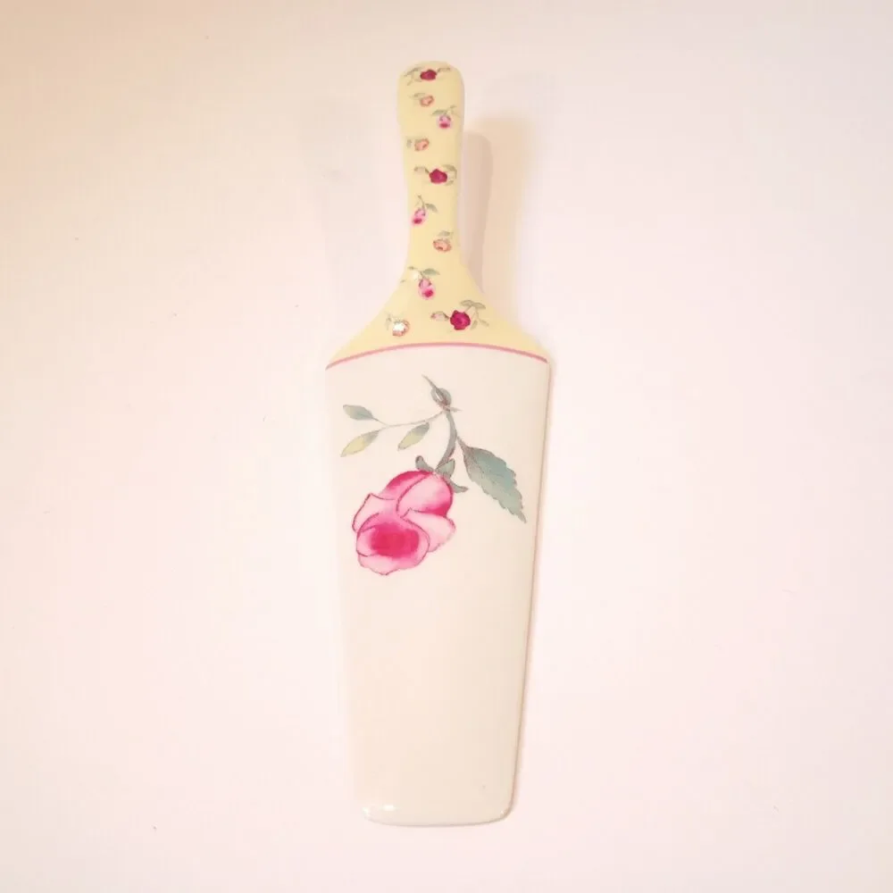 Cake Server Porcelain Pink Rose Shabby Chic Cottage Core Decor Royal Limited VTG
